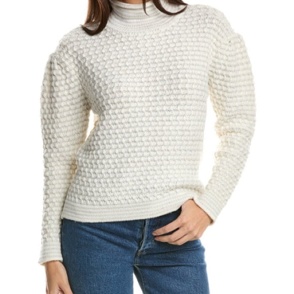 NWT Forte Cashmere Wool/Cashmere Blend Lurex Puff Sleeve Sweater